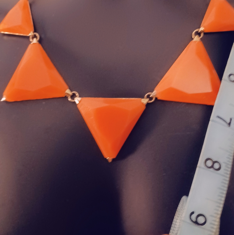 Vintage Coral Orange triangle necklace